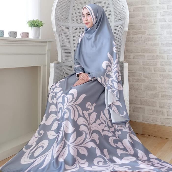 Baju Gamis Brukat Wolly Crepe Lengan Balon Lilac Wanita Muslim Dewasa Trend Kekinian Murah Modern Te
