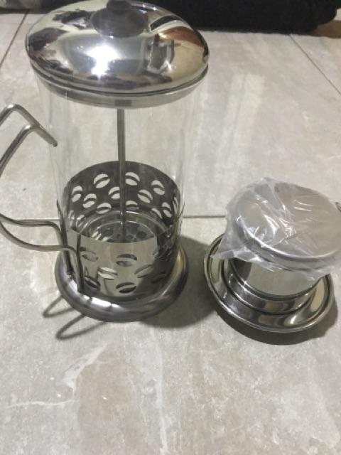 French Press Coffee & Tea Maker 600ml Motif Biji Kopi