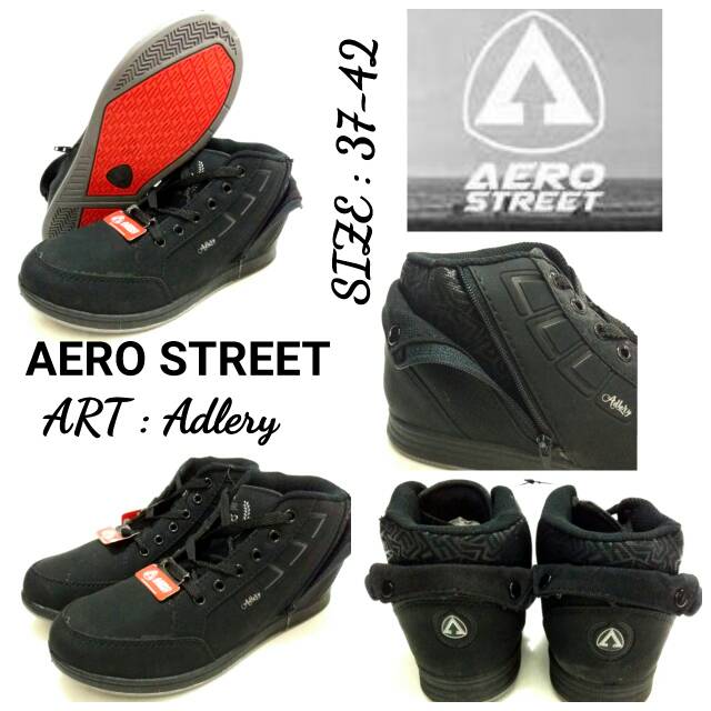 SEPATU SEKOLAH DEWASA FULL HITAM AERO STREET ADLERY MURAH SEPATU SEKOLAH Tinggi Full Hitam All Black Resleting UNISEX TERBARU