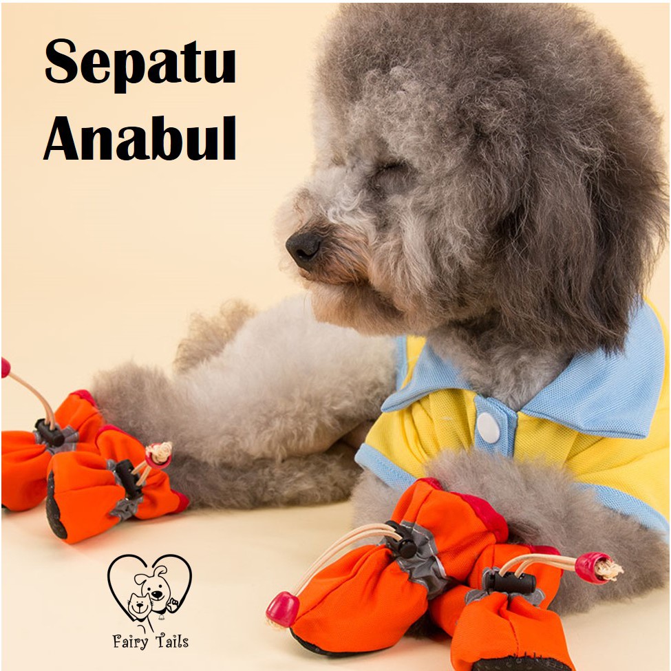 Sepatu Anabul Anjing Kucing (Pet Shoes) Bentuk Serut dengan Alas Anti Slip Anti Licin