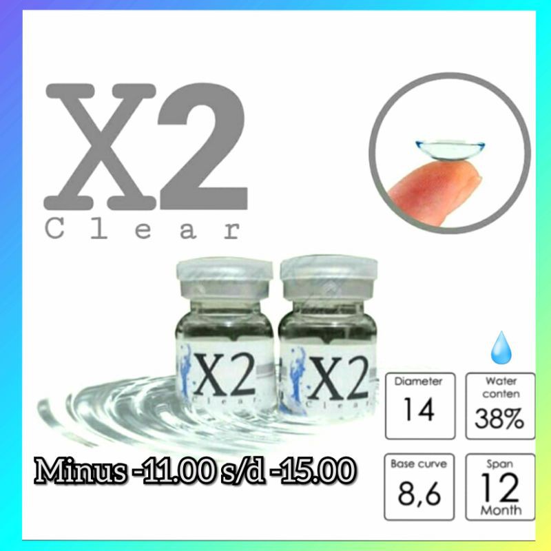 Softlens Minus bening X2 CLEAR ( -0.50 s/d -20.00 ) soflens tahunan  yearly kontak lensa