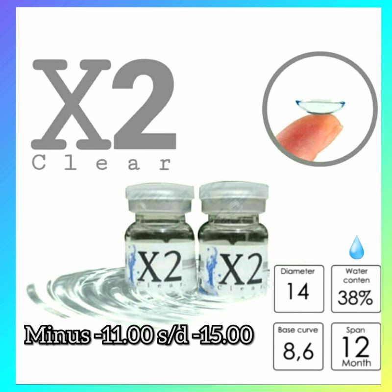 Softlens bening X2 CLEAR ( -0.50 s/d -15.00 ) softlens tahunan