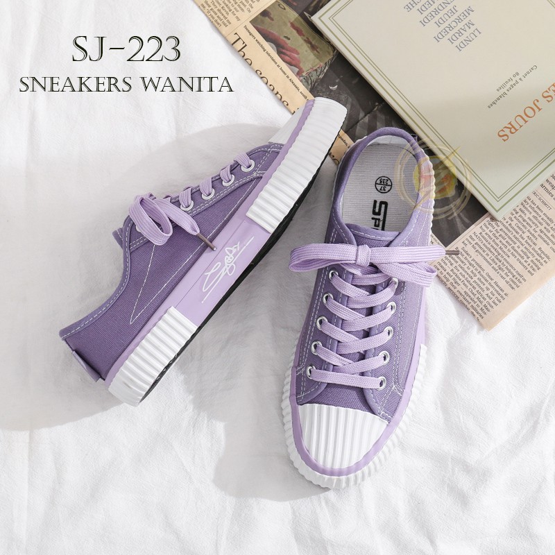 【Jwalk】Sepatu Sneakers Wanita Casual Wear ala Back to School Import Super Premium - Ungu 223