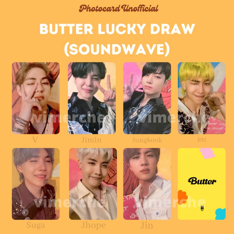 Jual BUTTER LUCKY DRAW SOUNDWAVE (Photocard BTS Unofficial) Indonesia