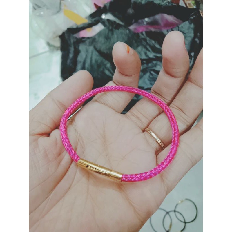 gelang tali kuncian tombol(pencetan)/gelang tali waterproof/gelang kawat anti air 3mm (free 2karet)