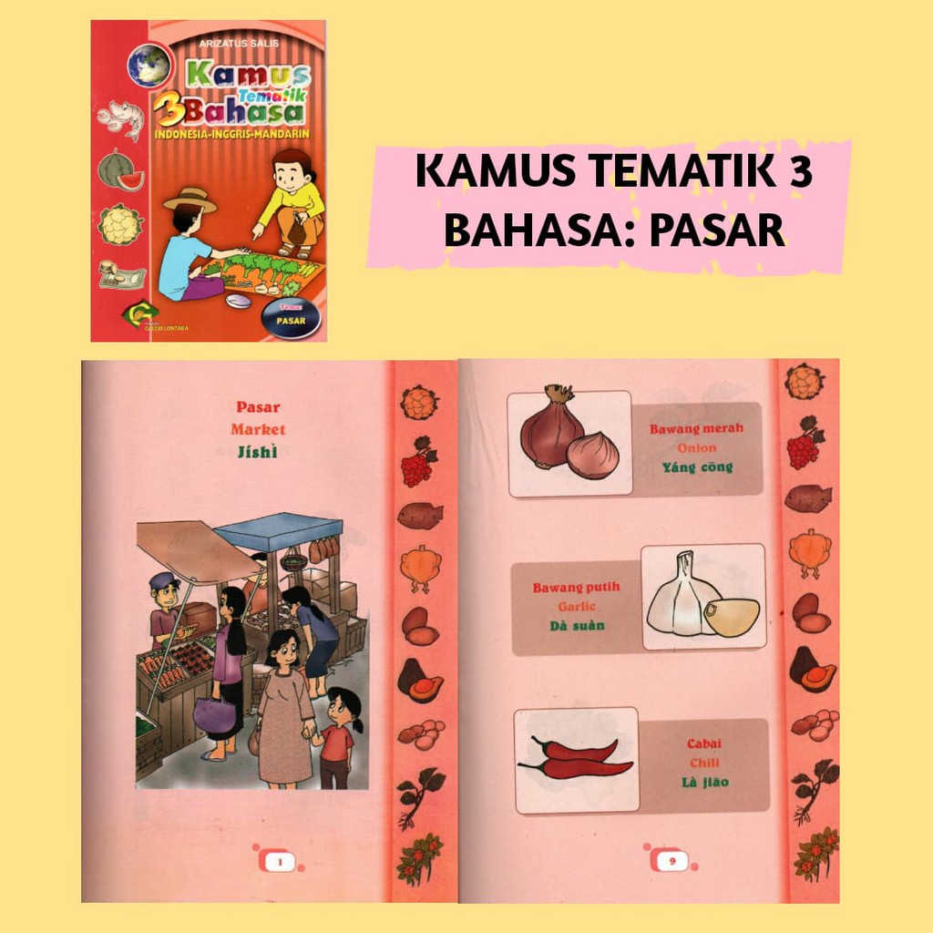 Kamus Tematik 3 Bahasa Buku Pengetahuan Anak Indonesia Inggris Mandarin Shopee Indonesia