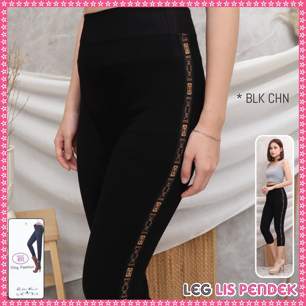 Legging Lis Pendek Wanita / Legging List Pendek import wanita / legging fashion wanita-Lis 7/8 - BLK CHN