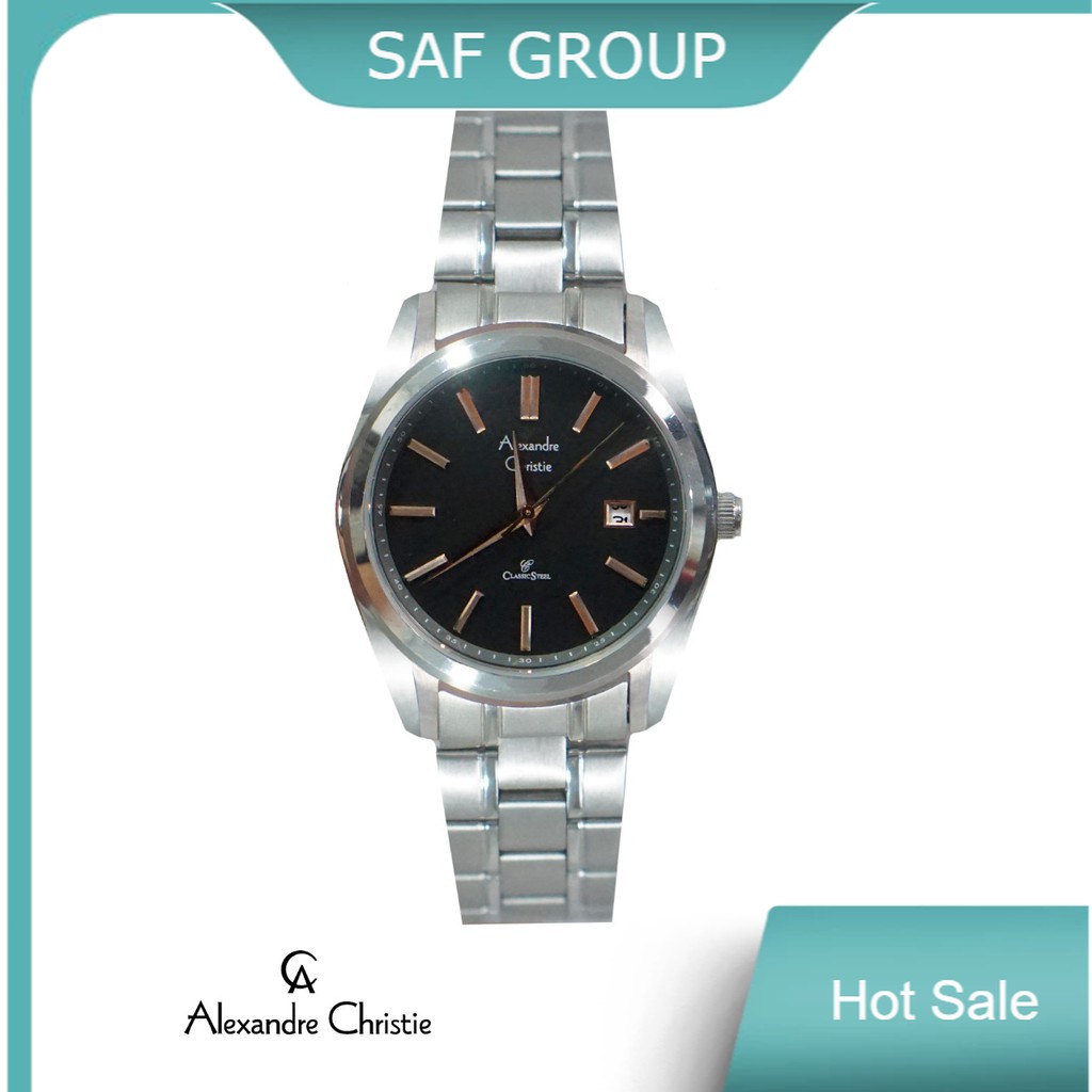 JAM TANGAN WANITA ALEXANDRE CHRISTIE AC 8514 / AC8514 SILVER BLACK ORIGINAL by plp