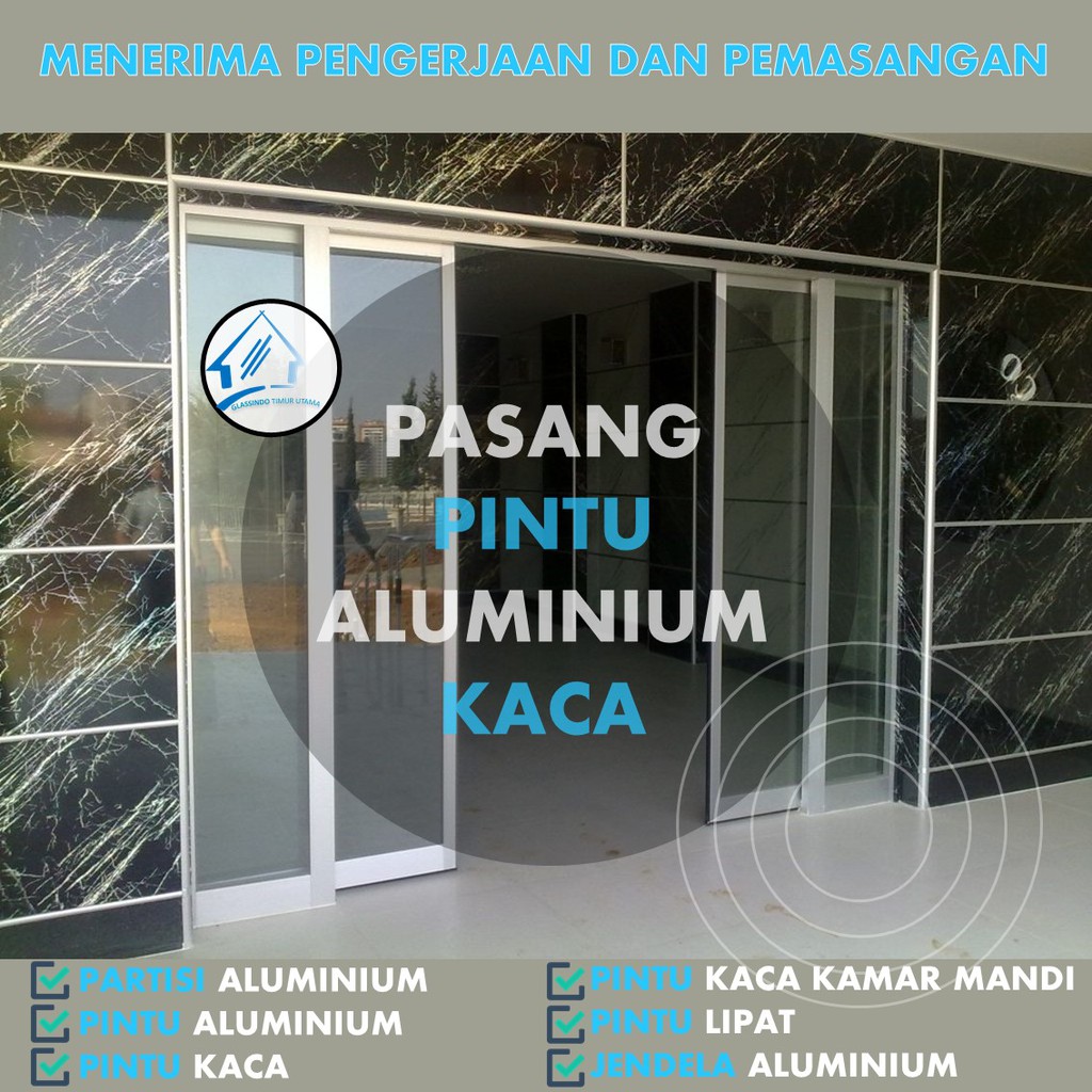 Jasa Pasang Pintu Geser Custom Untuk Ruko Kantor Aluminium Kaca dan Partisi Alumunium Kaca