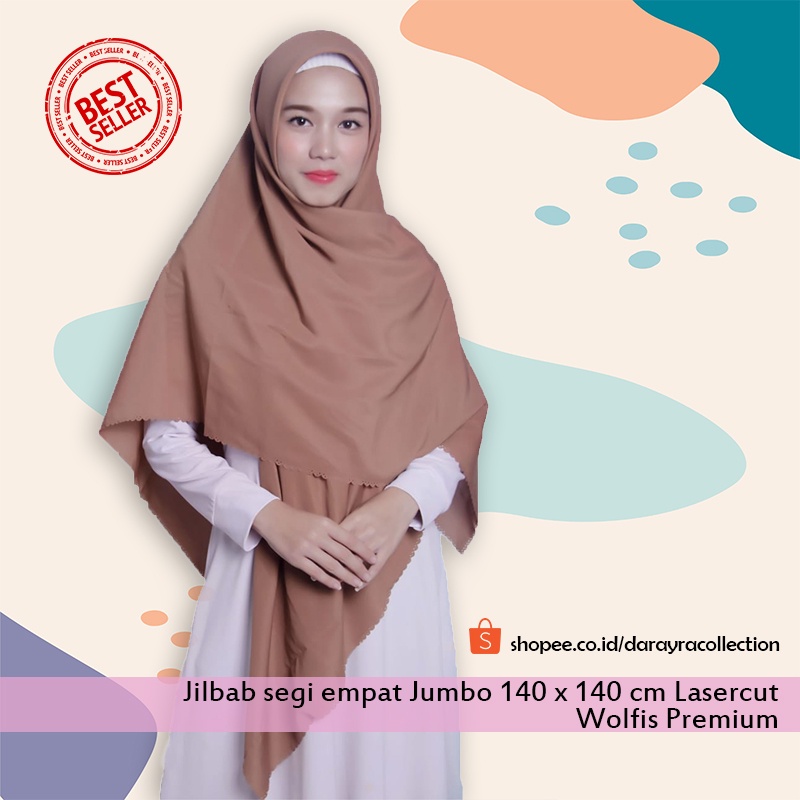 Jilbab/Hijab SEGI EMPAT JUMBO WOLFIS [140X140] LASERCUT