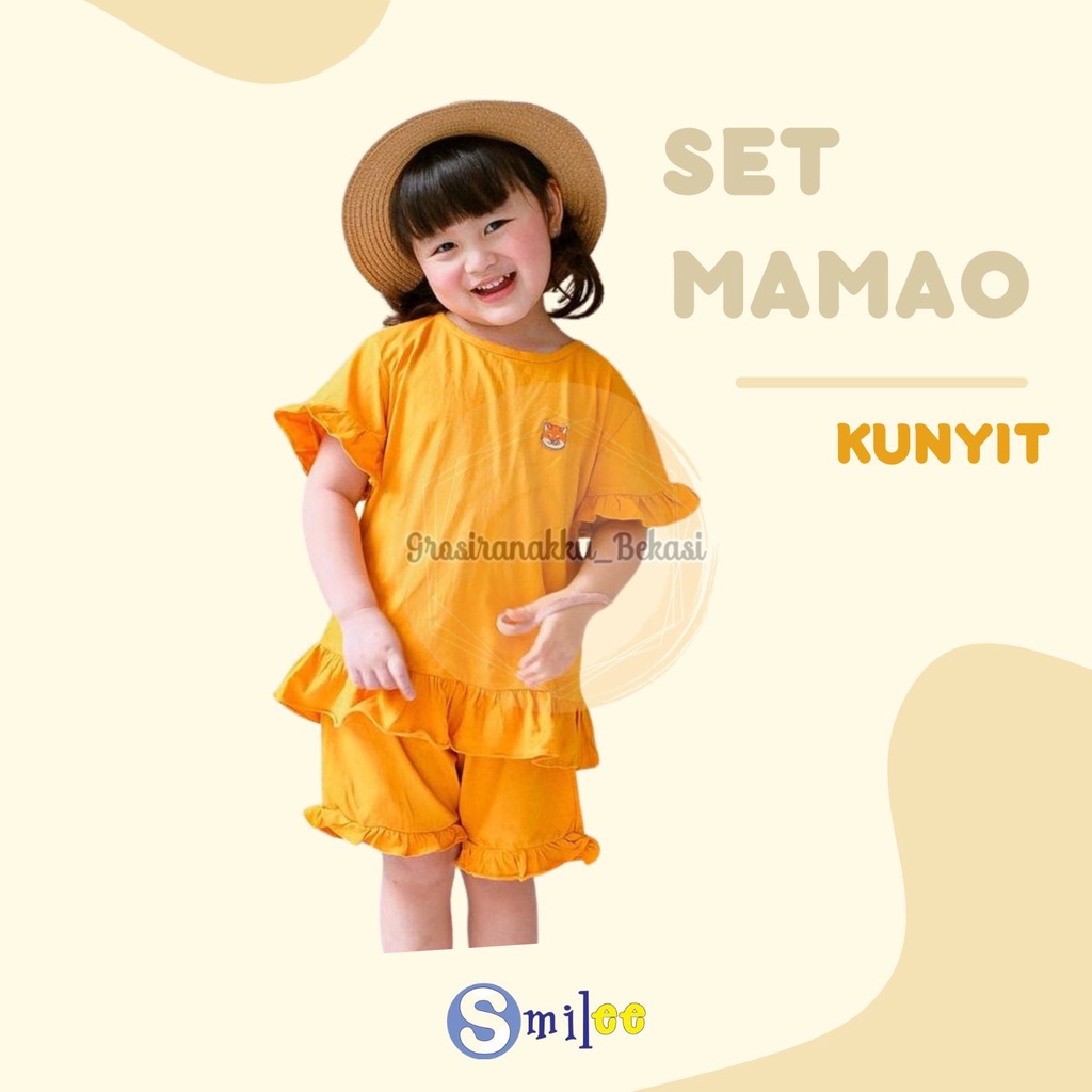 Setelan Anak Kaos Smilee Mamao Kuning Kunyit Size 1-5Thn