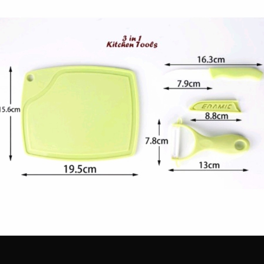 Pisau Dapur Set Lengkap Keramik 3 in 1 + Talenan Ceramic Knife Peeler
