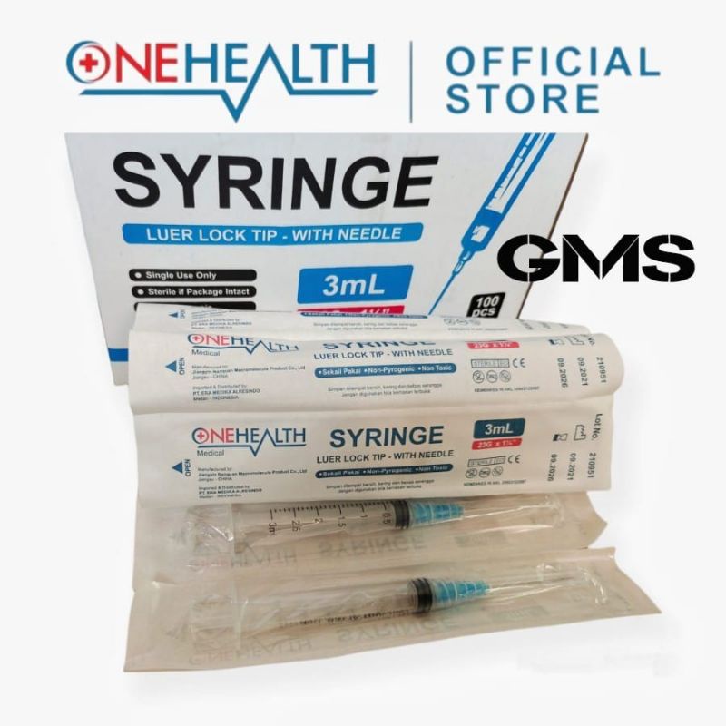 Syringe 1cc , 3cc , 5cc , 10cc , 20 cc Onehealth / Onemed Per Box isi 100 Pcs / Spuit Onehealth