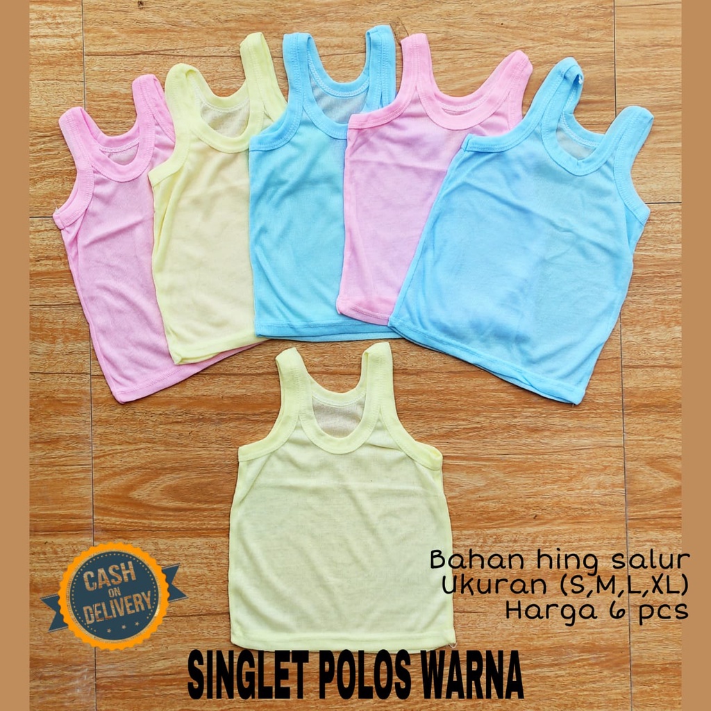 1/2 LUSIN (6 pcs) Singlet bayi PUTIH ukuran S / M / L / XL grosir