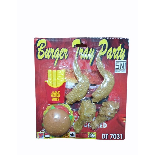 

MAINAN BURGER TRAY PARTY AYAM GORENG KENTANG DRUMSTICK SAYAP AYAM