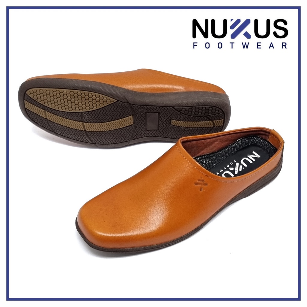 Nukus Sandal Selop Pria Kulit Sapi Asli Coklat Tan - SLMG