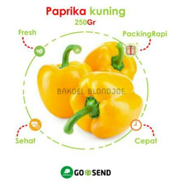 

PAPRIKA KUNING 500GRAM / YELLOW PAPRICS / FRESH VEGETABLES / VEGETABLE / SAYUR SAYURAN SEGAR