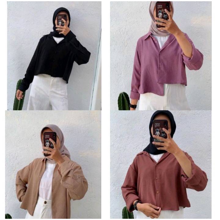 HANIN CROP / KEMEJA CROP / KEMEJA CRINKLE /