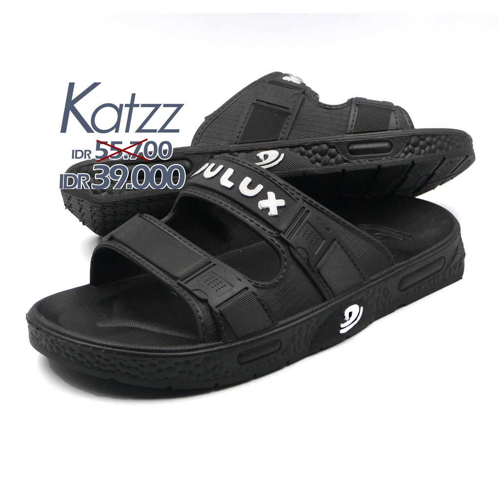 Katzz Sendal Slip On Casual Pria UK 38-43 Warna Hitam / Slop Sandal Kokop Pria Kekinian / Man Slip O