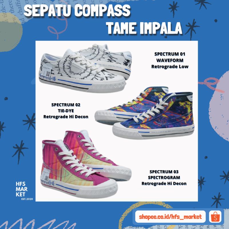 [100%ORIGINAL] SEPATU COMPASS X TAME IMPALA || SPECTRUM 01 WAVEFORM - SPECTRUM 02 TIE-DYE - SPECTRUM