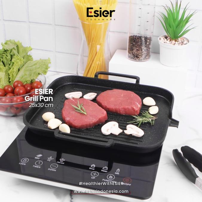 Esier BBQ Grill Pan - Pemanggang Daging untuk Kompor Gas / Induksi