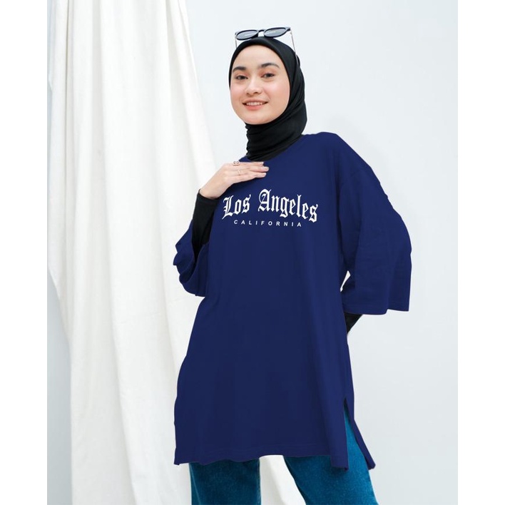 KAOS OVERSIZE TOP HIJAB WANITA BASIC LOS ANGELES / OVERSIZE SLIT BLOUSE