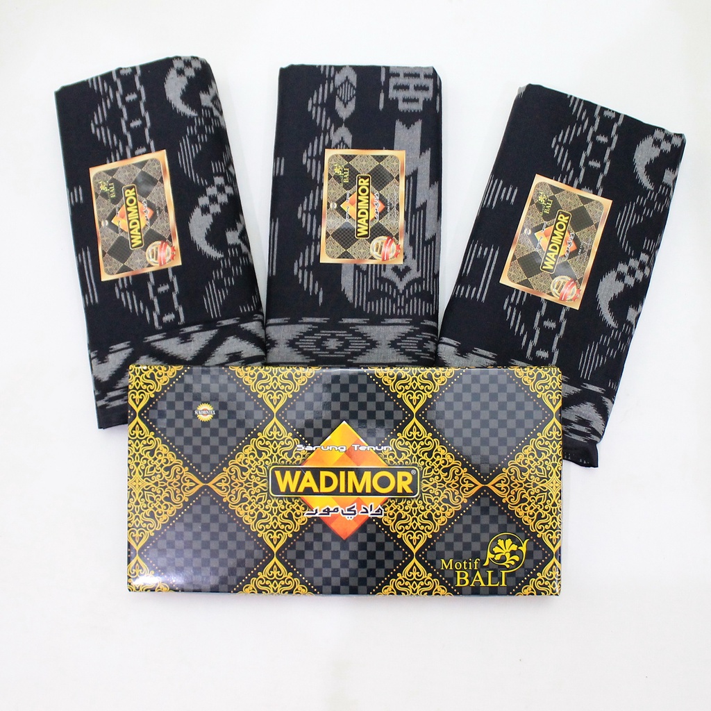 [BLACK] sarung WADIMOR motif BALI khusus hitam BLACK Sarung Pria Tenun Tradisional Songket Batik Premium Dewasa Sholat Santri