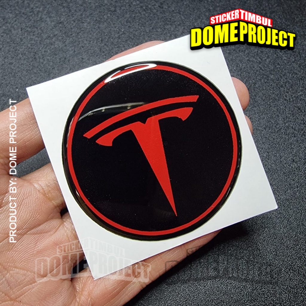 STIKER EMBLEM VELG MOBIL TESLA DIAMETER 65MM LENTUR