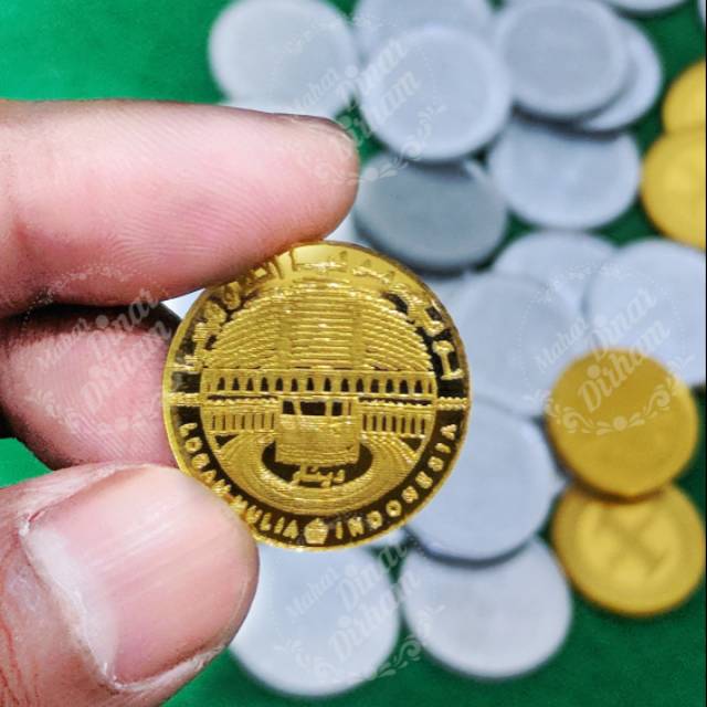Replika / Duplikat Mahar Koin 1 Dinar Bahan Acrylic Emas