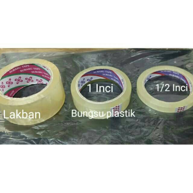 

Lakban Bening/Lakban Cokelat/Isolasi Bening 1 inch isolasi Bening 1/2 inch merek "SUBARU