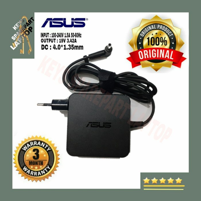 Adaptor Charger Casan Kotak Square Laptop Asus A456 A456U A456UR 19V 3.42A 3.42 a 4.0 1.35 mm Original A456 A456U A456UR UX21 UX31 UX32 UX330 X540 A442 A442U A442UF A442UQ A442UR A441UV A407 A407M A407MA A407U A407UF TP410 TP410UA TP410UR X505 X505ZA