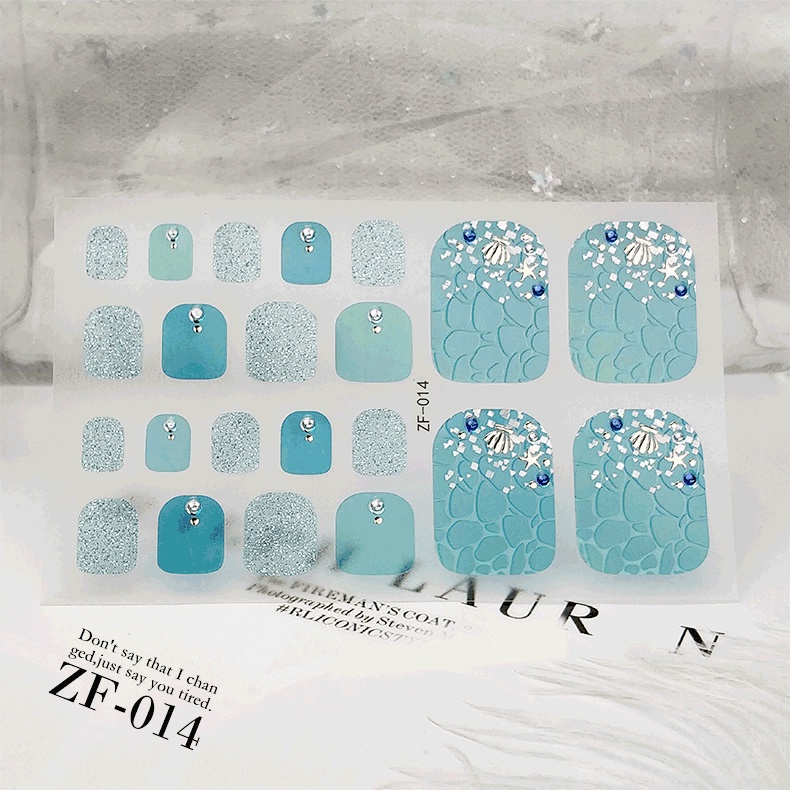 ZF 22Pcs/Set Toe Stiker Kuku Desain Bermotif High End Berlian Mutiara Permata Warna-Warni Untuk Tempel Tahan Air Tahan Lama Menicure Stickers Korea Self Adhesive Fashion Sticker kuku Full Aksesoris Dapat Kupas Mudah Digunakan Dan Dilepas Anti Air Nail Art