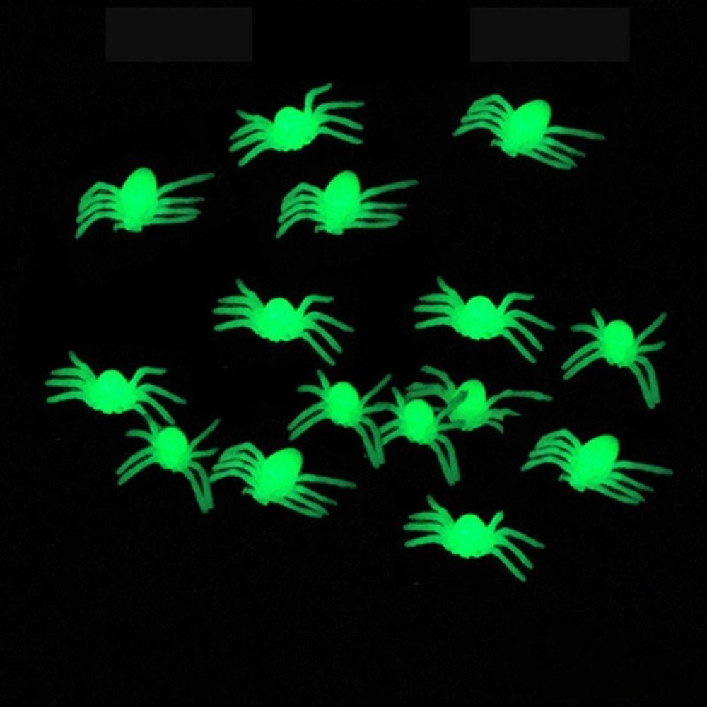 QUINTON Spider Palsu Mini 100PCS/lot Luminous Dekorasi Plastik Ulang Tahun Halloween Prank Props