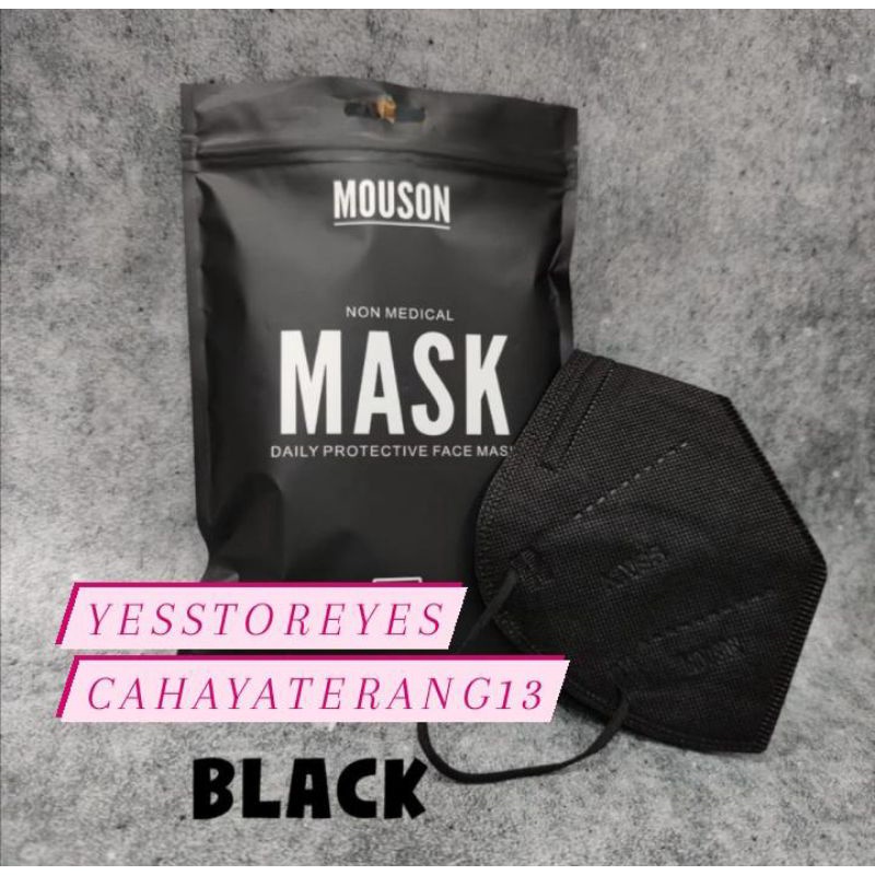 READY KN KN 95 MOUSON BLACK HITAM 5 PLY EMBOSS MOUSON FACE MASK