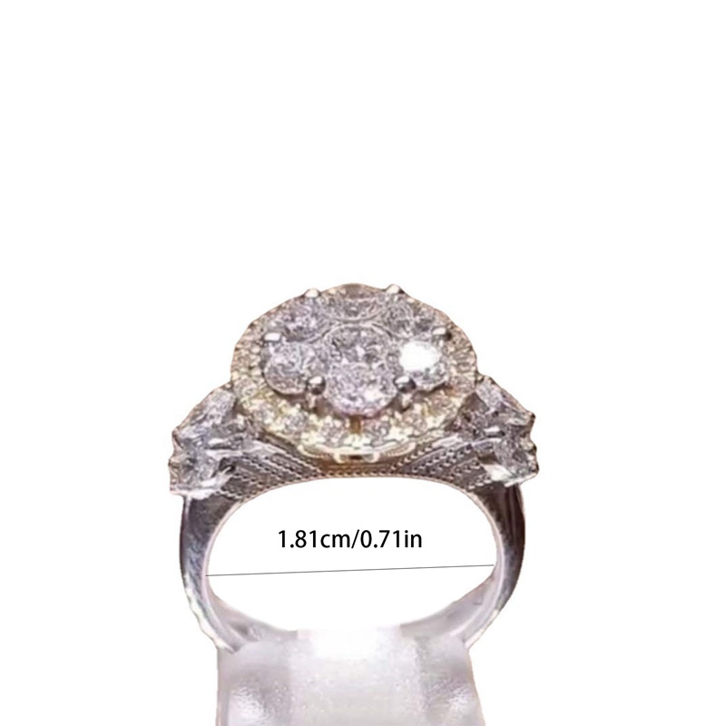 Cincin Batu Zircon Besar Warna Silver / Gold Untuk Wanita