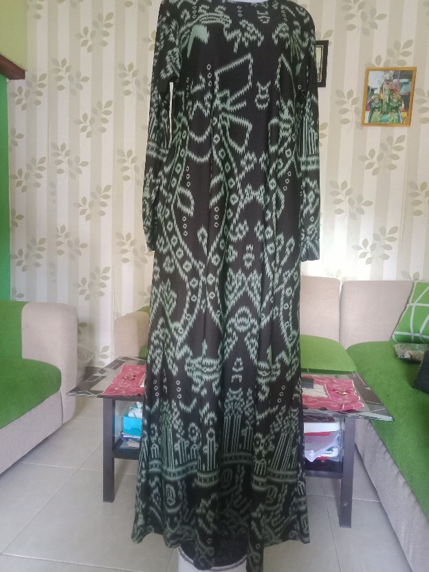 Cempaka Ori Wsk Baju Gamis Motif Batik Etnik Bahan Calvin Jeans Good Quality  Ld 100 Melar Sampai120