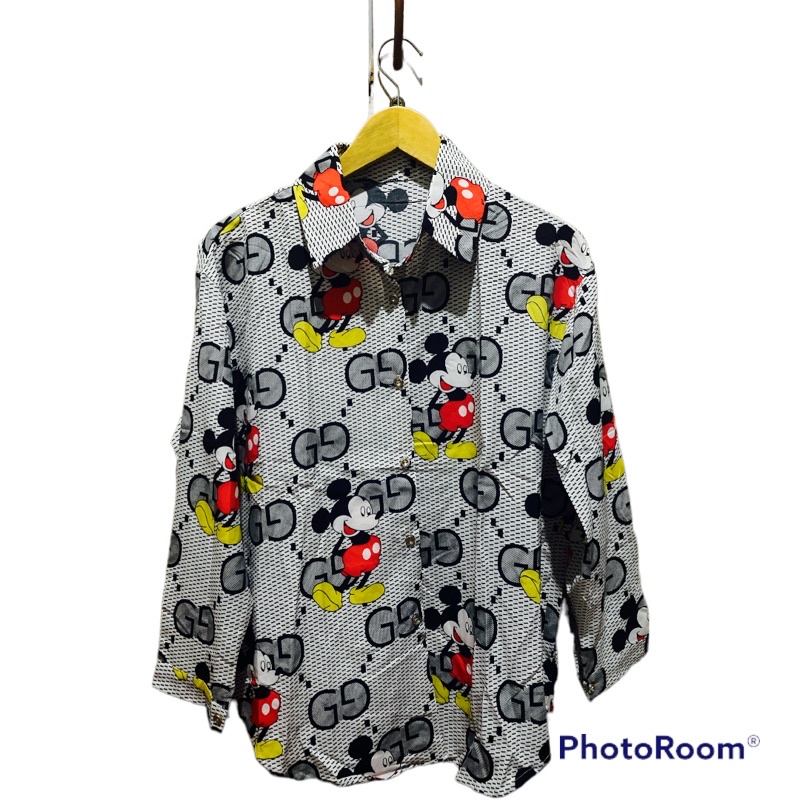 Baju kemeja gucci mickey mouse