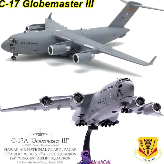 Diecast Us Air Force C-17 Globemaster Iii Transport 1/200 Pesawat