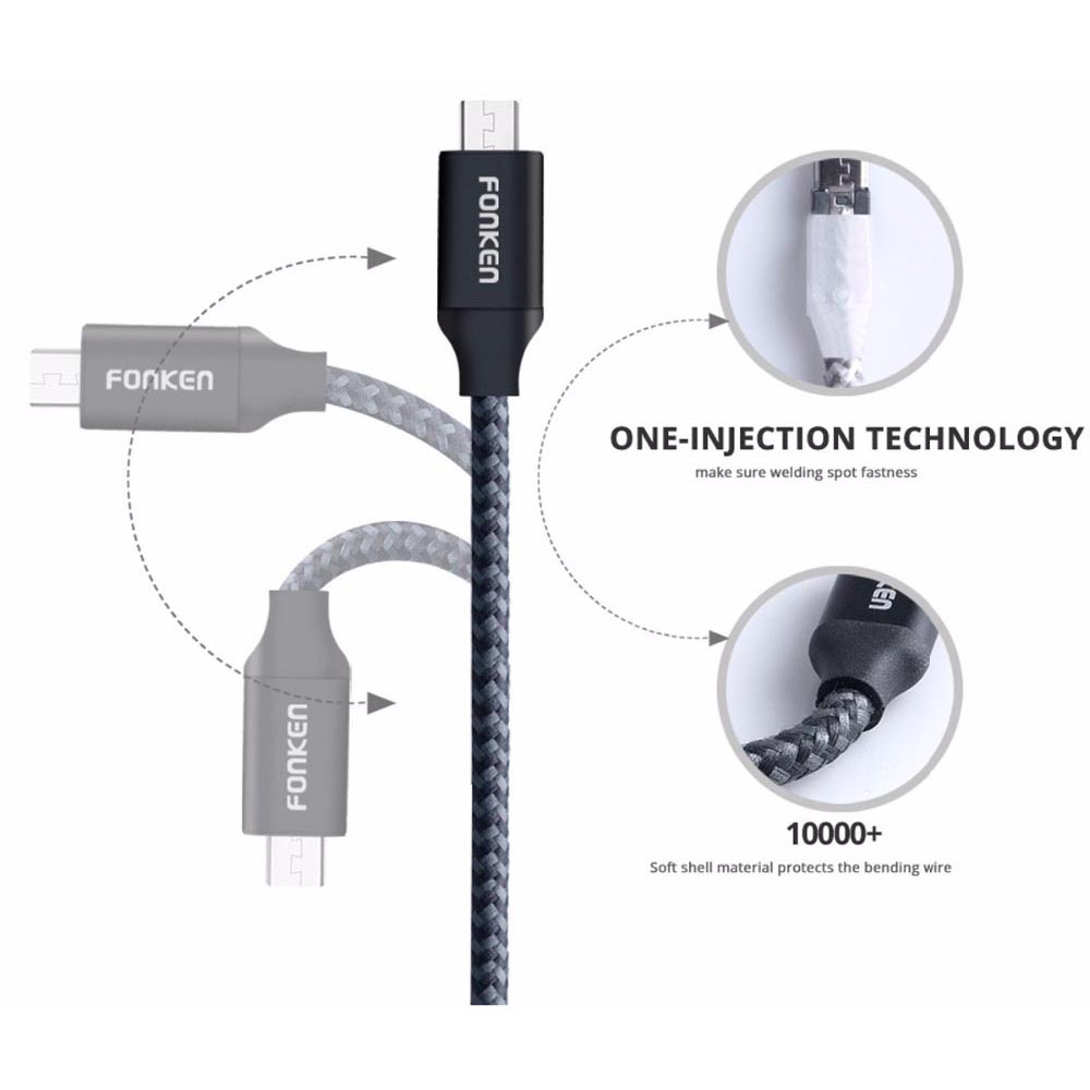 Asli FONKEN Kabel Charger Micro USB 1 Meter Hitam