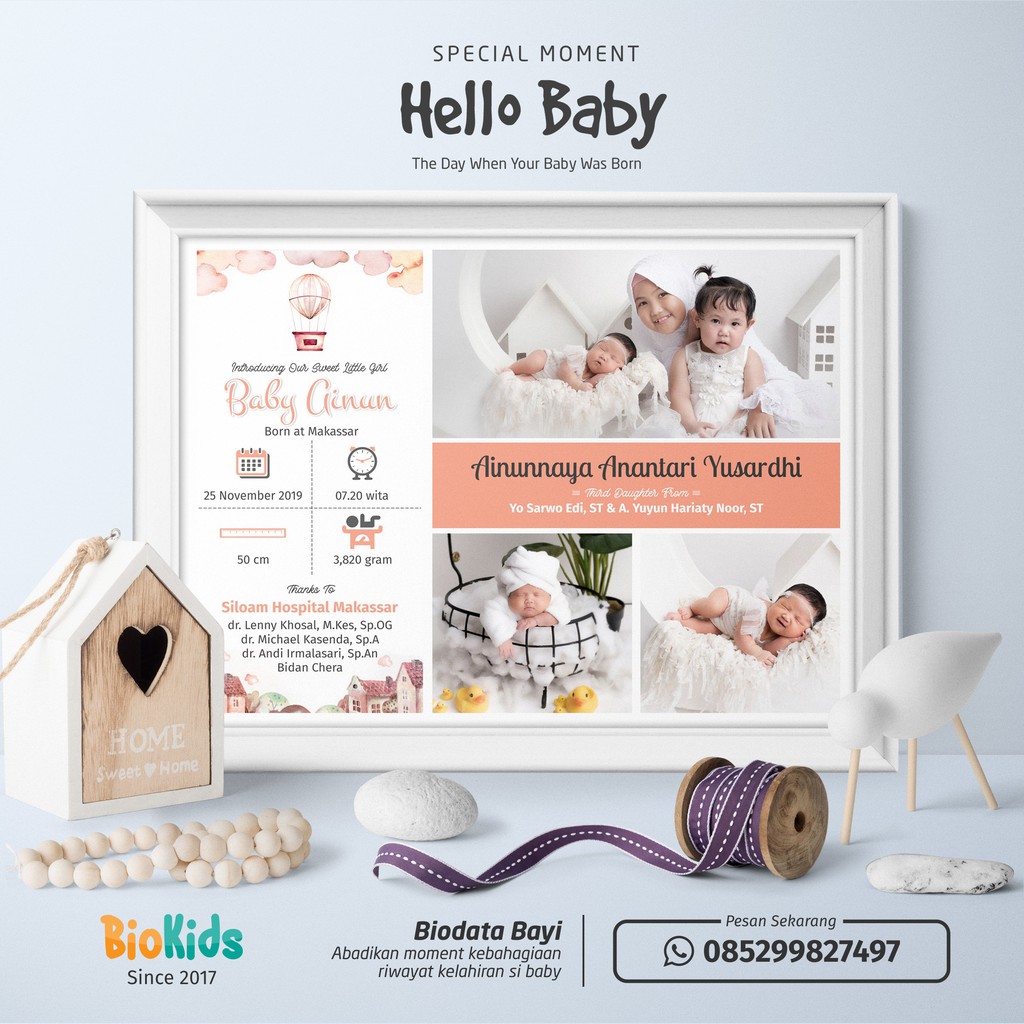 

BIODATA BAYI UK 30x40. (TERMASUK BINGKAI + KACA + LAMINATING)