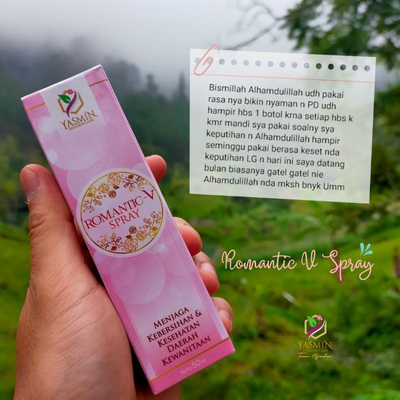 Romantic V Spray Yasmin 50ml - Spray Miss V Keset Rapet Halal Herbal - V Spray Kebersihan &amp; Kesehatan Daerah Kewanitaan