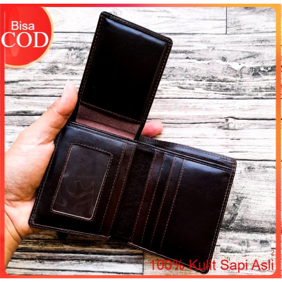 Dompet Pria Kulit Sapi Asli Model Berdiri Lipat Termurah