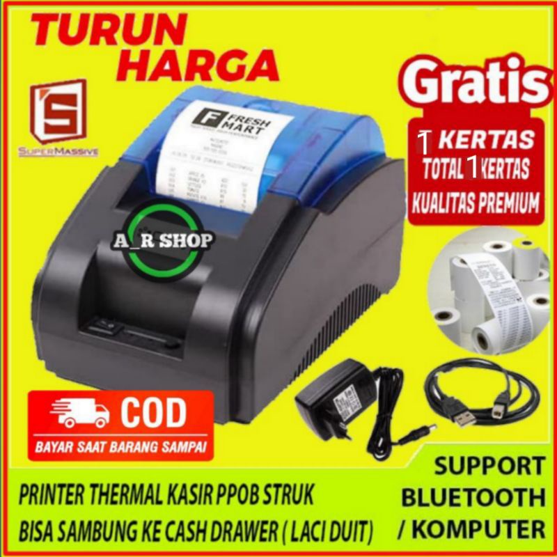Printer Blutut Bluetooth mini portable thermal all in one Suport MokaPos Alat Mesin Print Asli Ori