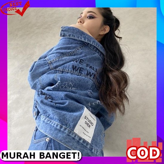 Jaket Oversize Jins Cewek Jumbo Wanita Kekinian Korea Denim Jeans Jr966 Jaket Jeans Denim Tebal Sab 