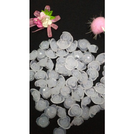 Mote mawar bening/manik-manik/bahan Bros