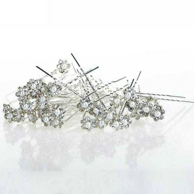 Hairpin Hiasan Rambut Pengantin Warna Silver