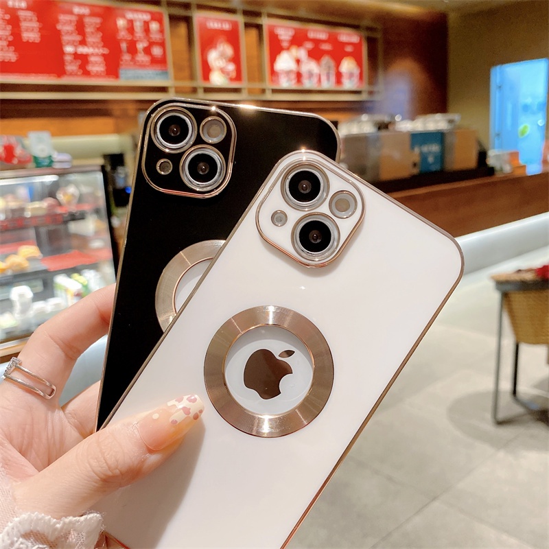 High-end luxury electroplating TPU case iphone 11 pro max 13 12 pro max with empty logo with lens all-inclusive soft shell anti-fall protective cover