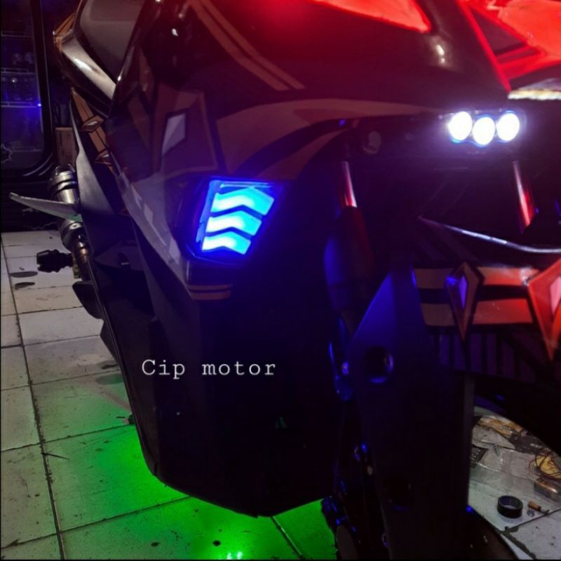 Lampu Sen Aerox Led Senja Merah Putih Biru Sen Aerox Running