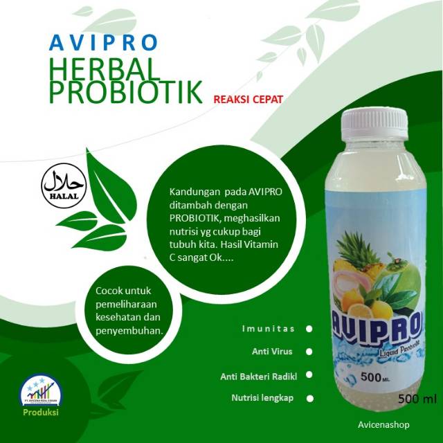 Avipro Herbal Probiotik reaksi cepat, imunitas, anti virus, anti bakteri radikal, nutrisi lengkap.