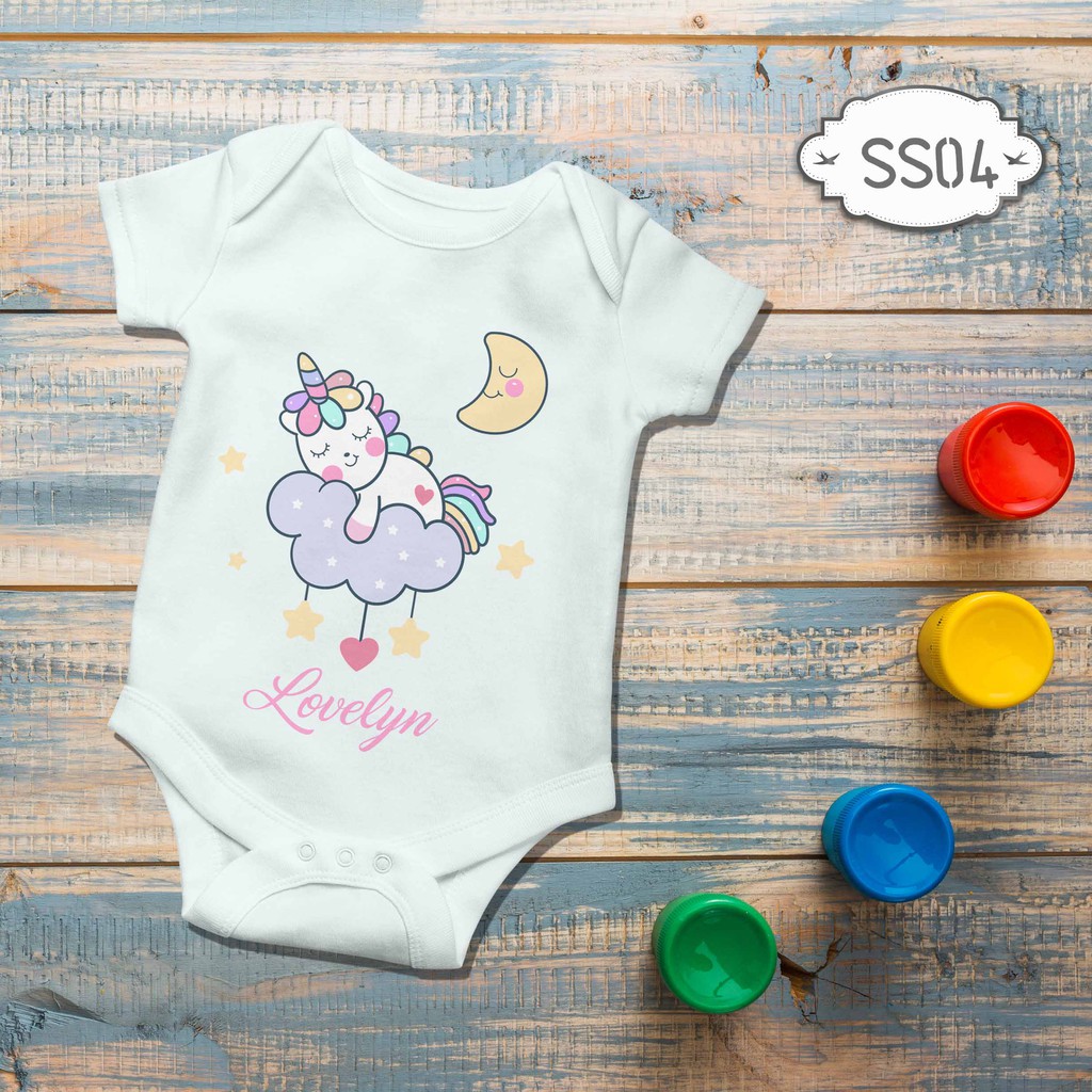 Jumper Baby Girl boy newborn Custom name nama bebas Unicorn on the Cloud cute